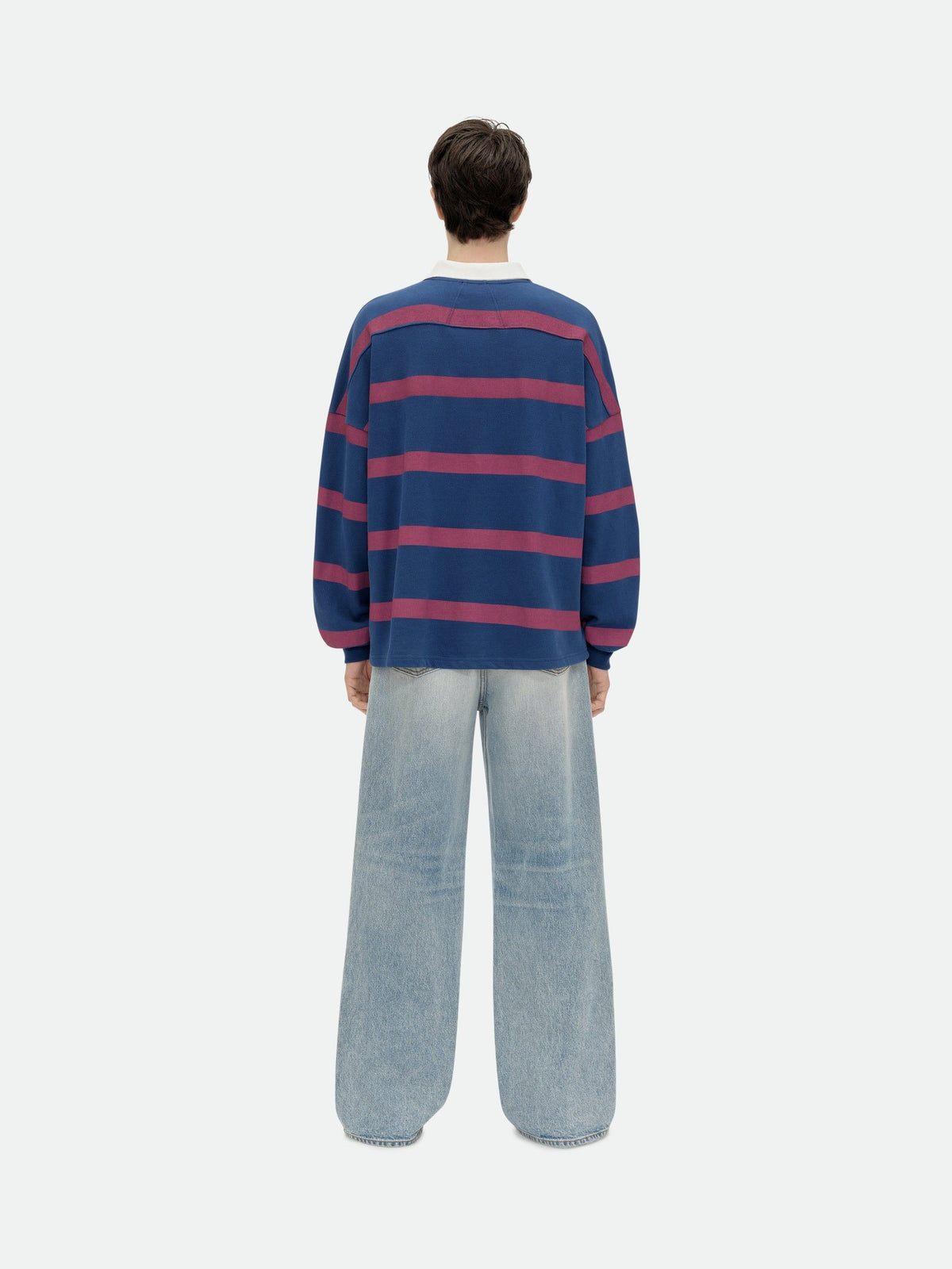 STRIPED LS PIQUE POLO