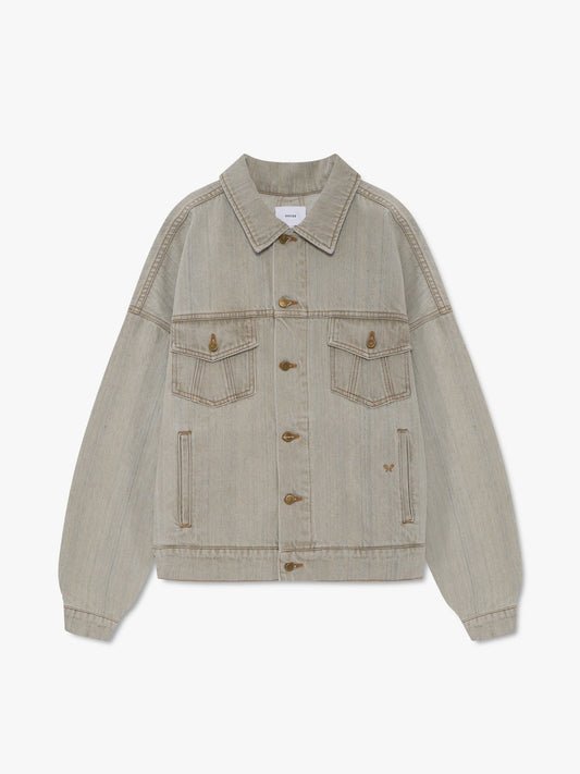 DROP-NECK DENIM TRUCKER JACKET