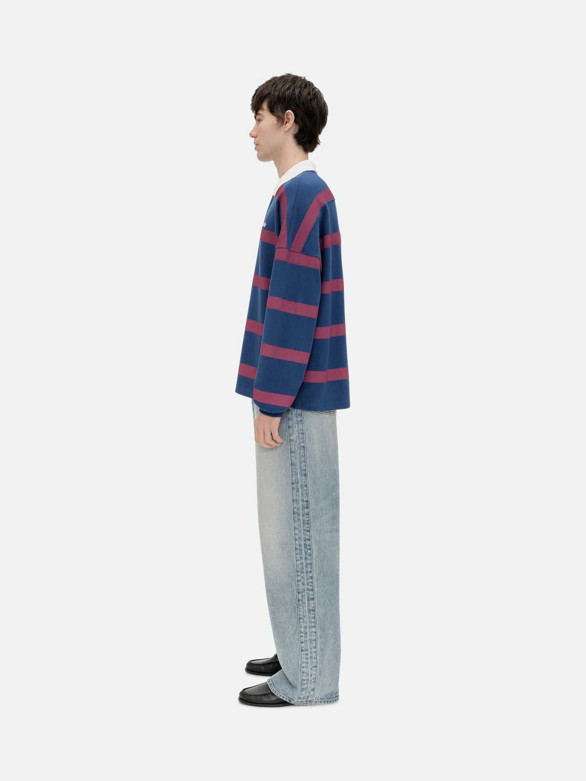 STRIPED LS PIQUE POLO