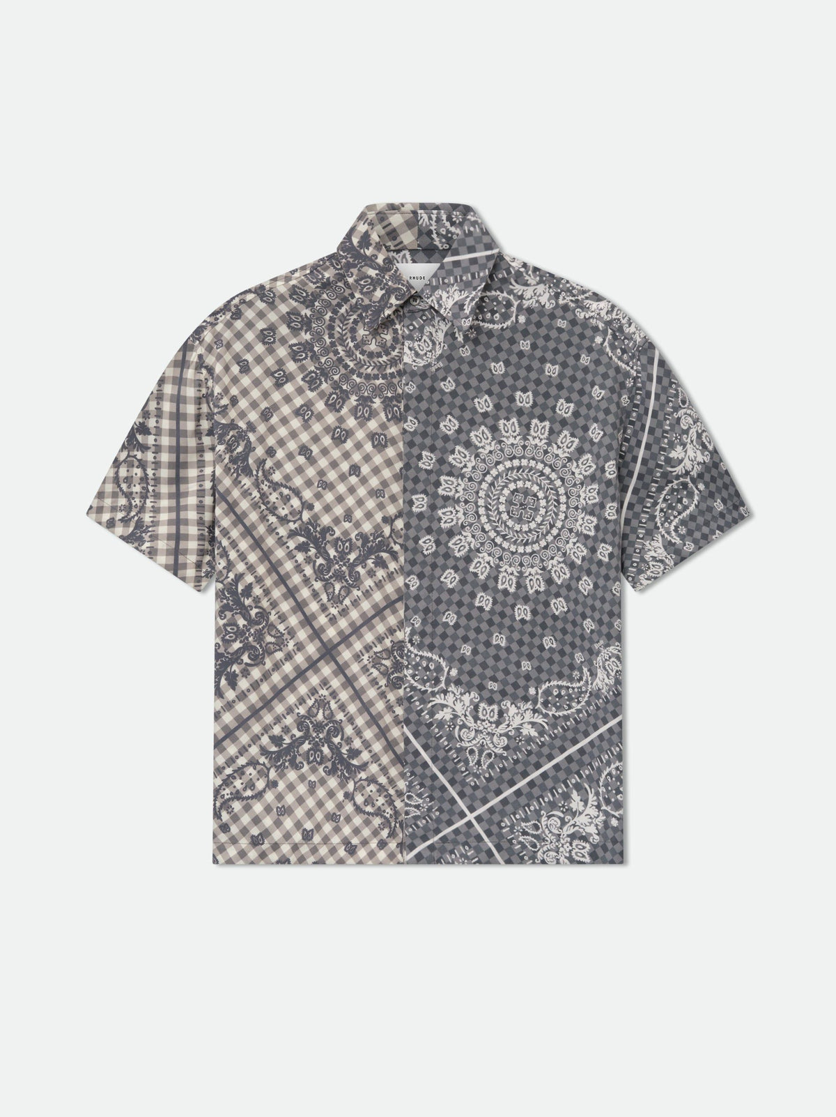 SPLIT GINGHAM BANDANA BUTTON UP SHIRT